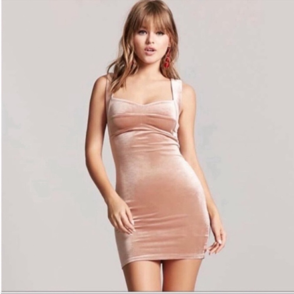 Forever 21 Pastel Pink Velvet Mini BodyCon Dress